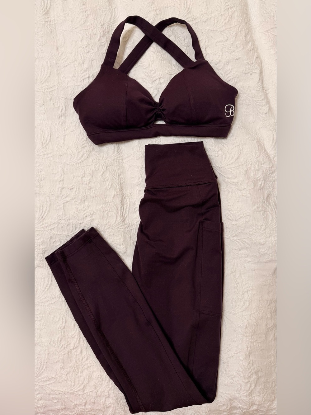 Bombshell Sportswear Burgundy Supportive Bra & High-Waist Leggings Set